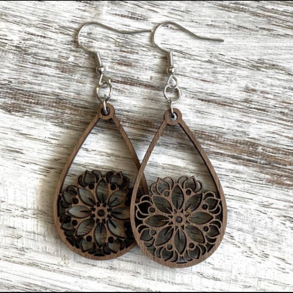 Wooden Mandala Dangles
